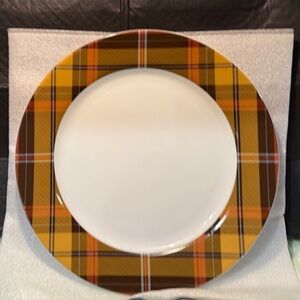 New Williams Sonoma Autumn/Harvest Plaid Dinner Plate, 10 5/8”, Yellow Multi, #1